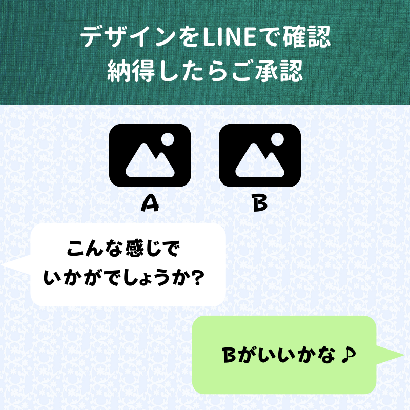 デザインをLINEで確認、納得したらご承認